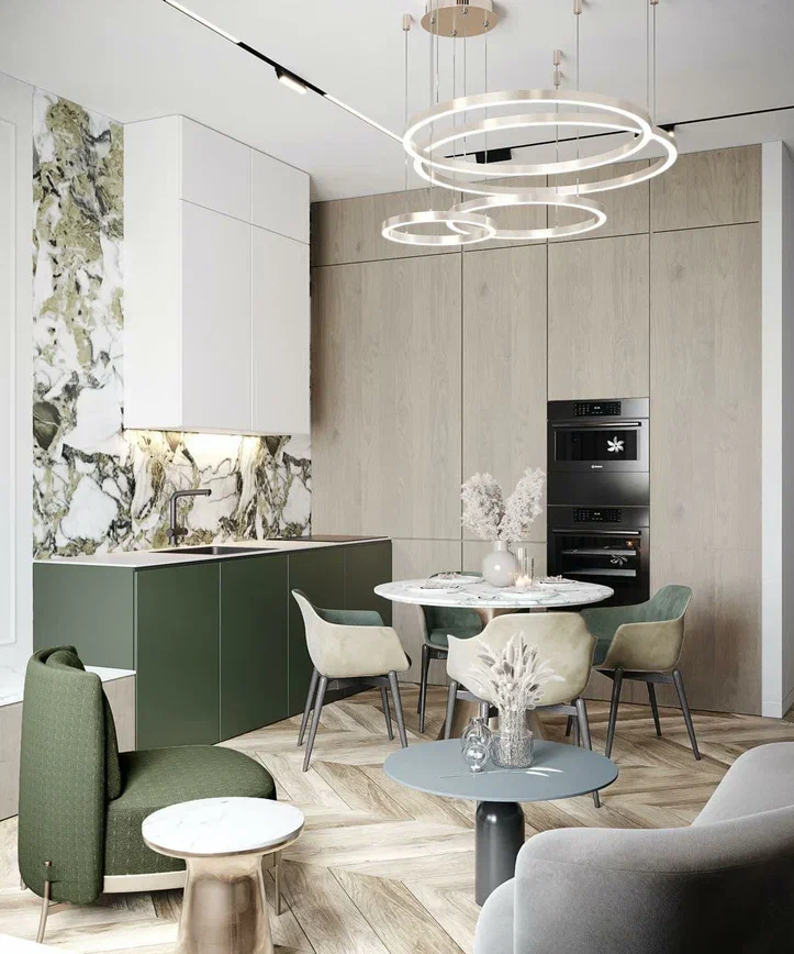 Дизайн-проект квартиры в ЖК «Кутузов GRAD II (Кутузов Град II)» в Москве с небесными оттенками