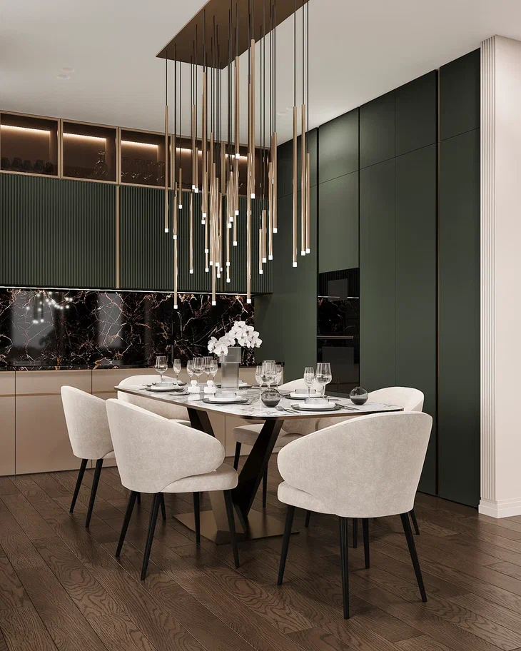 Дизайн интерьера квартиры в ЖК «СберСити» в Москве в стиле ар-деко — 99 м²