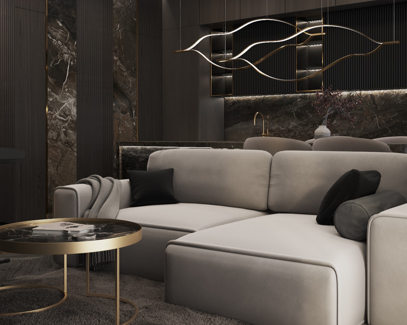 Дизайн интерьера квартиры в ЖК «Дом Лаврушинский» в Москве в современном стиле — 66 м²