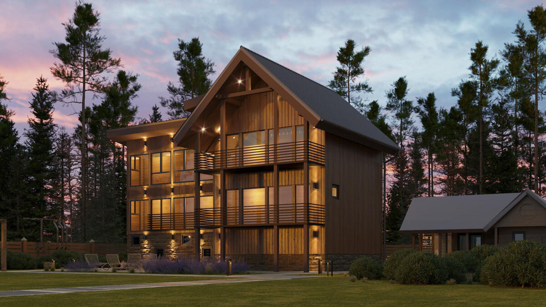 Дизайн-проект загородного дома в стиле джапанди в коттеджном поселке «Образ Жизни. Лесная деревня» в ЛО