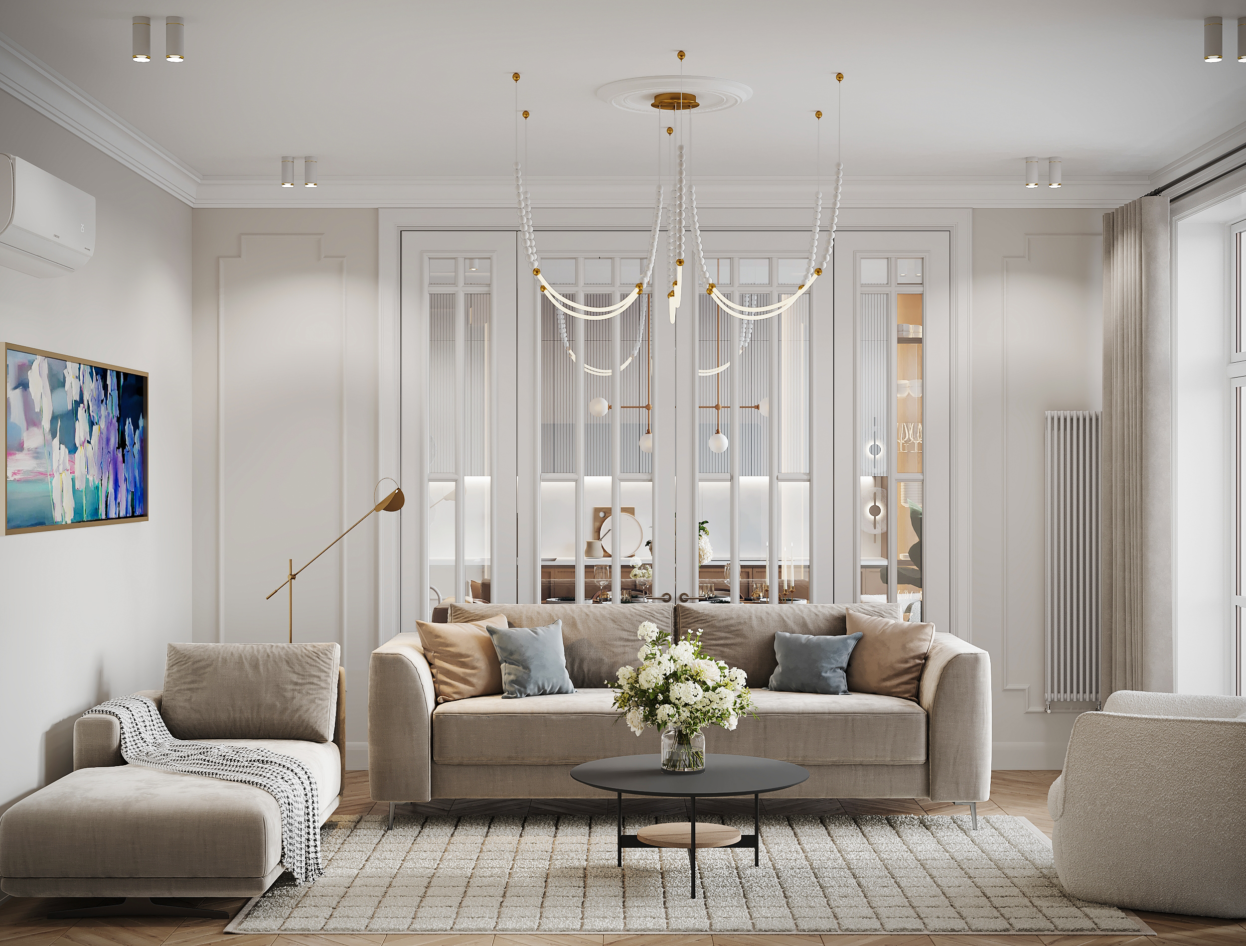 Дизайн-проект квартиры в ЖК «Logos (Логос)» в Москве в стиле французской классики — 114 м²