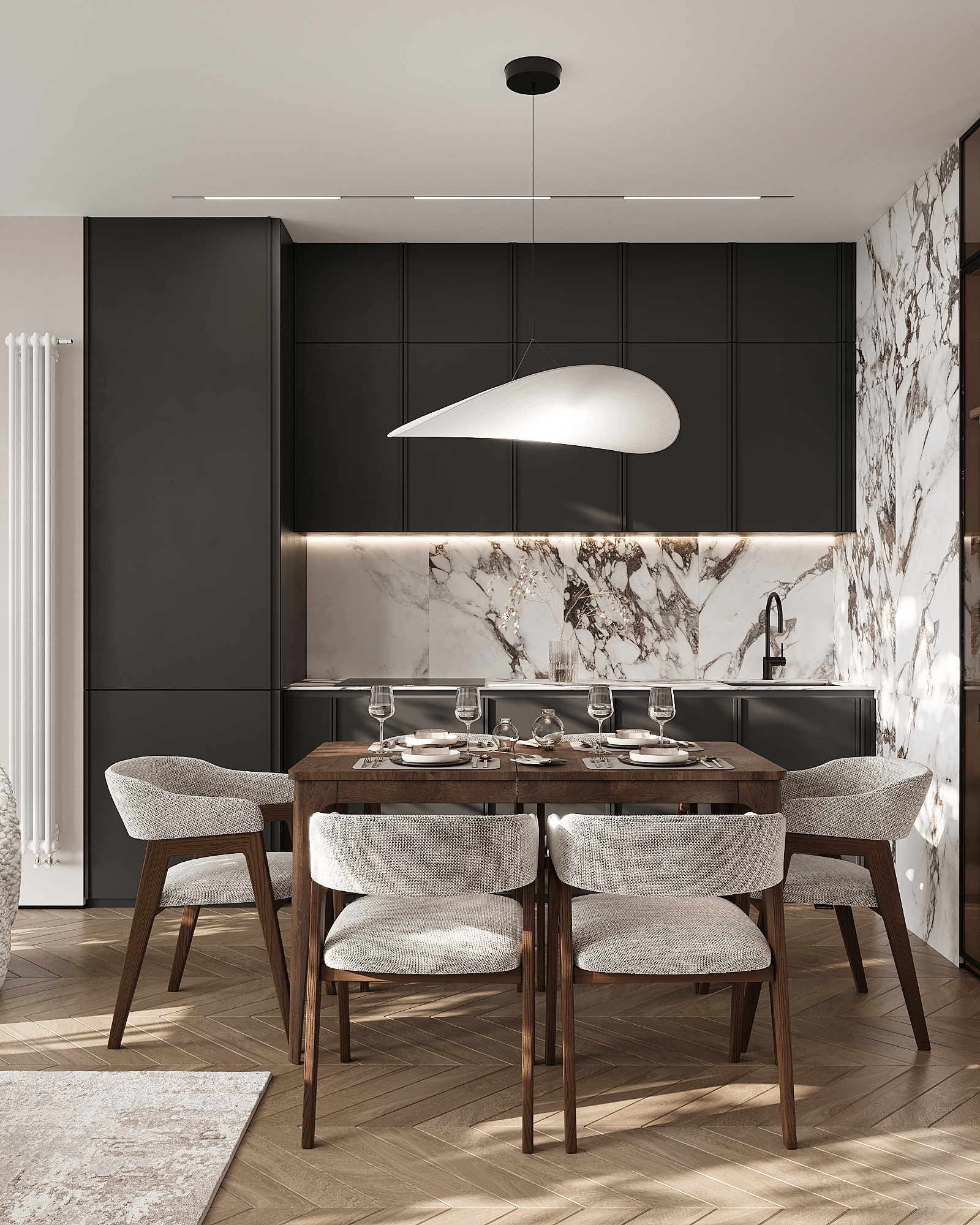 Дизайн интерьера квартиры в ЖК «Министр» в Санкт-Петербурге в стиле современная классика — 54 м²