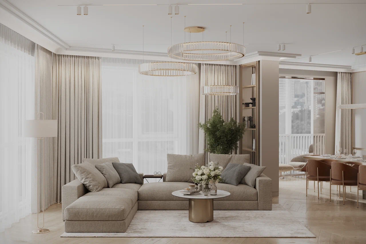 Дизайн интерьера квартиры в ЖК «Миръ» в Санкт-Петербурге в стиле современной классики — 89 м²