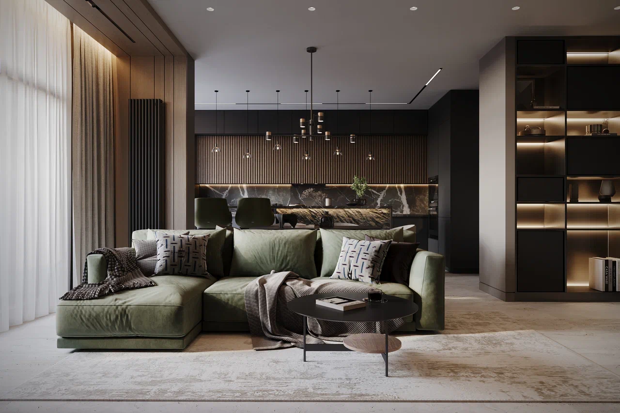 Дизайн интерьера квартиры в ЖК «Наука» в Санкт-Петербурге в современном стиле — 110 м²