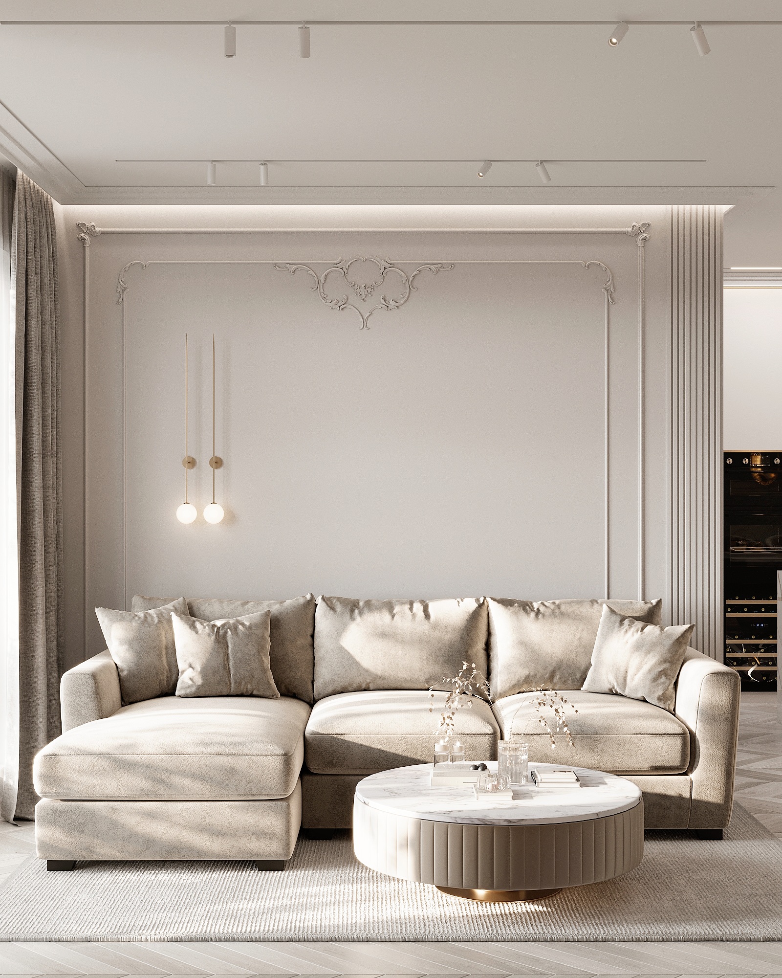 Дизайн-проект квартиры в ЖК «Павелецкая Сити» в Москве в стиле современная классика и минимализм