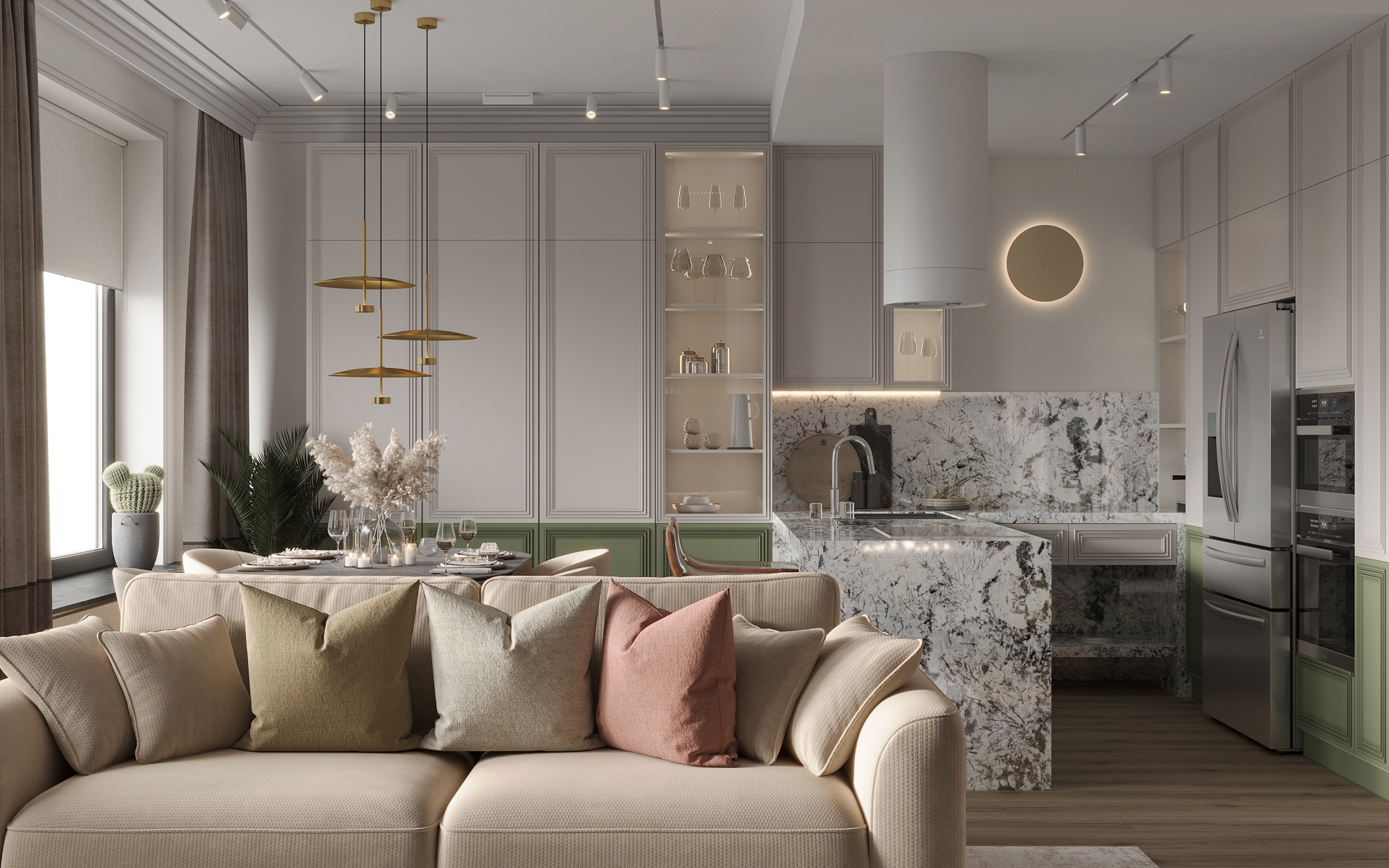 Дизайн интерьера квартиры в ЖК «Первый Нагатинский» в Москве с элементами скандинавского стиля — 97 м²