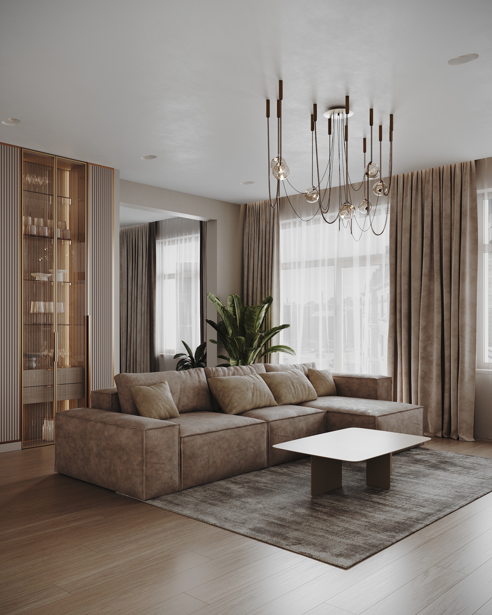 Дизайн-проект квартиры в ЖК «Регенбоген» в Санкт-Петербурге в минималистичном стиле — 215 м²