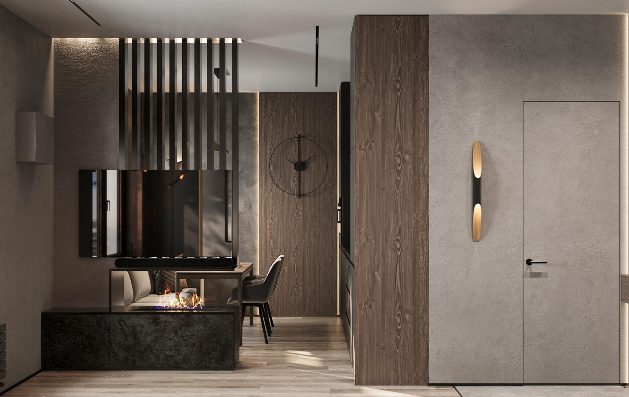 Дизайн-проект квартиры в ЖК «Тайм Сквер» в Санкт-Петербурге с элементами лофт — 50 м²