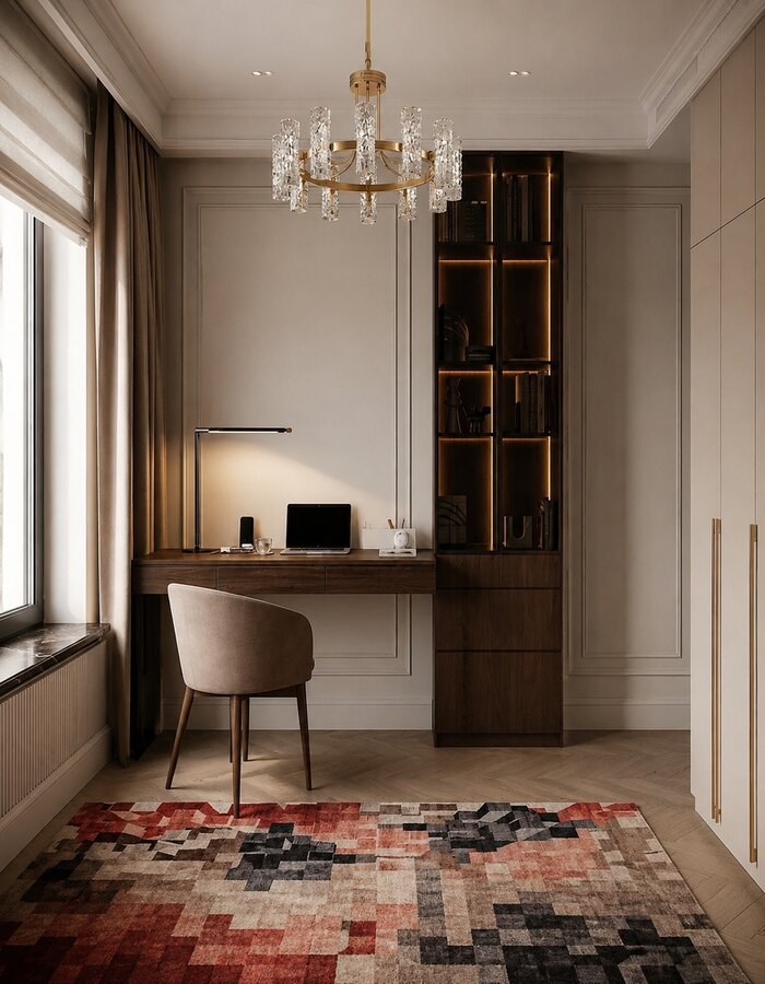 Лаконичная неоклассика с винными акцентами в ЖК «Grand View» - 126 м²
