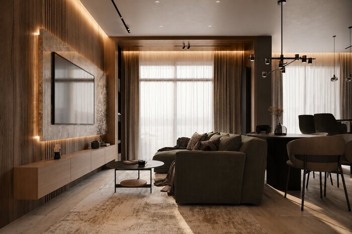 Стильный интерьер в темных тонах в ЖК «Leningrad» - 110 м²