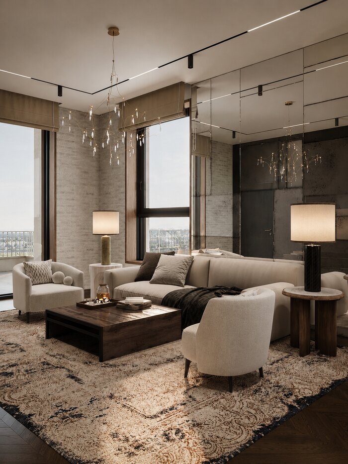 Атмосферный интерьер с стиле эклектика в ЖК «Foriver» - 179 м²