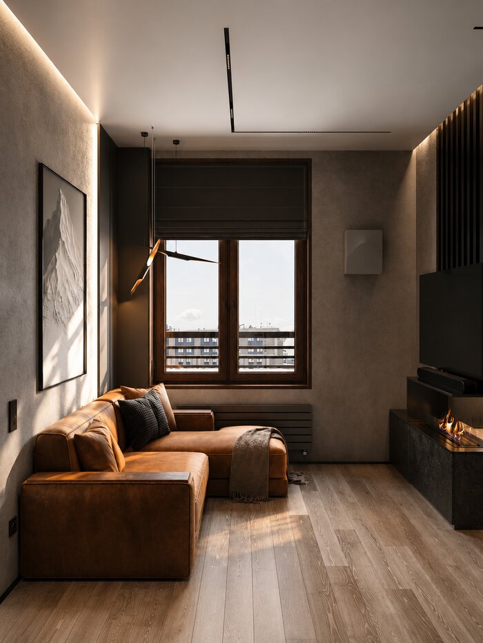 Современный минимализм с лофт элементами в ЖК Бакунина, 33 - 50 м²