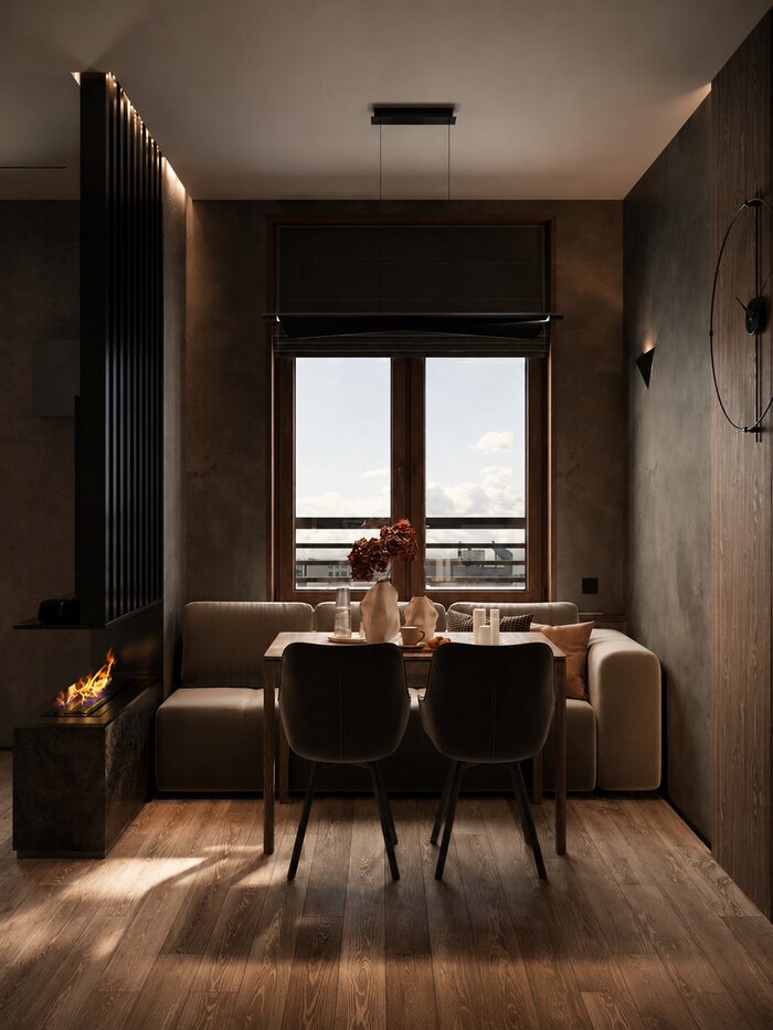 Современный минимализм с лофт элементами в ЖК Бакунина, 33 - 50 м²