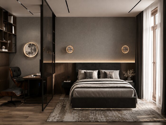Современный минимализм с лофт элементами в ЖК Бакунина, 33 - 50 м²