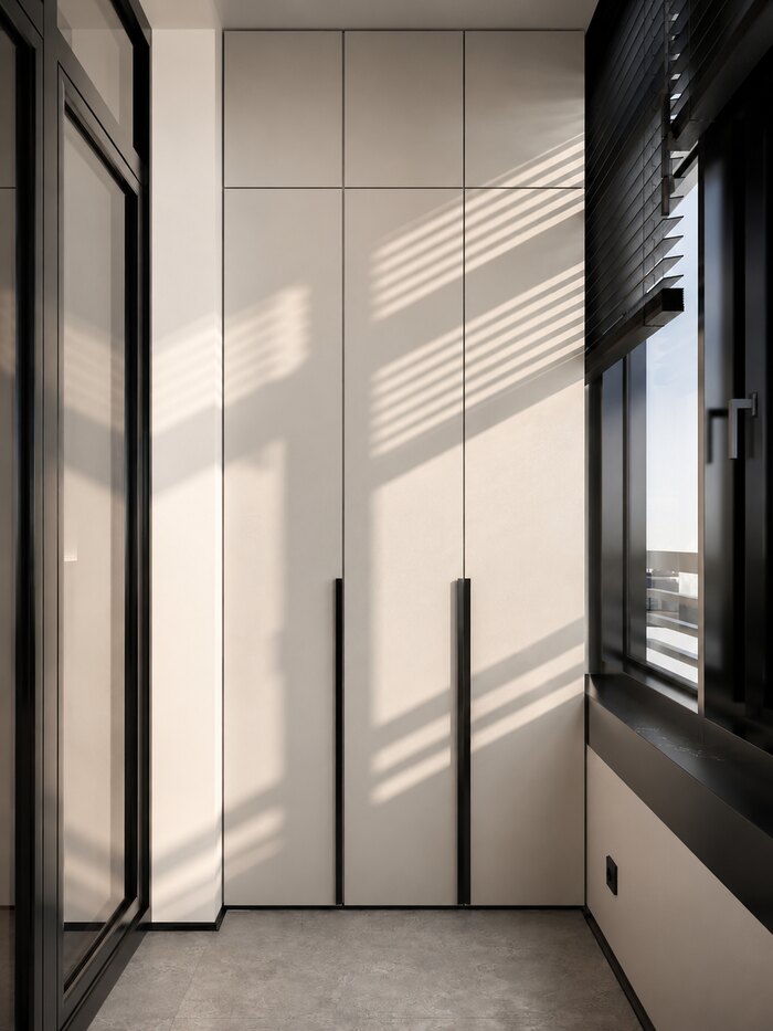 Современный минимализм с лофт элементами в ЖК Бакунина, 33 - 50 м²
