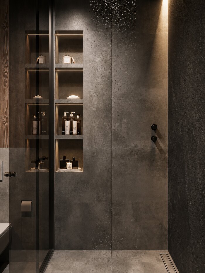 Современный минимализм с лофт элементами в ЖК Бакунина, 33 - 50 м²