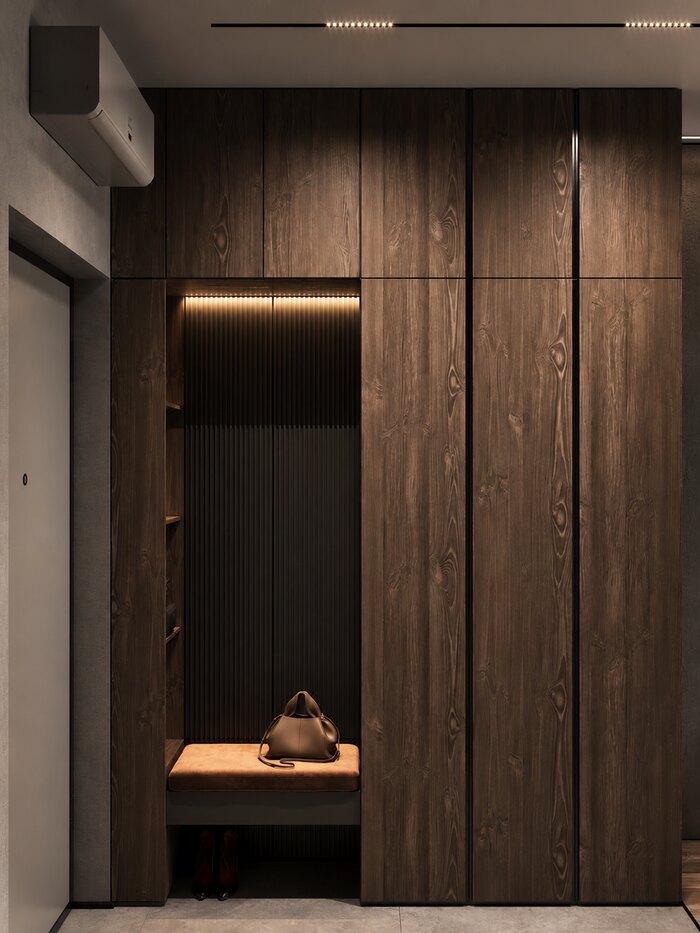 Современный минимализм с лофт элементами в ЖК Бакунина, 33 - 50 м²
