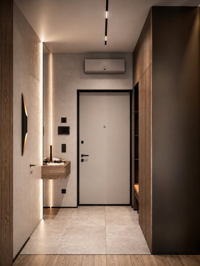 Современный минимализм с лофт элементами в ЖК Бакунина, 33 - 50 м²