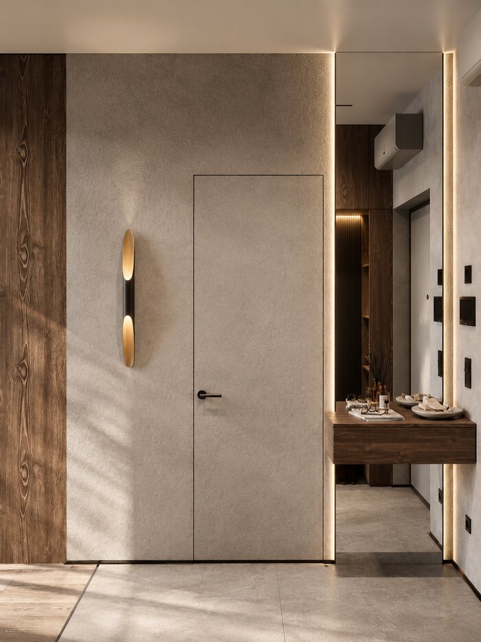 Современный минимализм с лофт элементами в ЖК Бакунина, 33 - 50 м²
