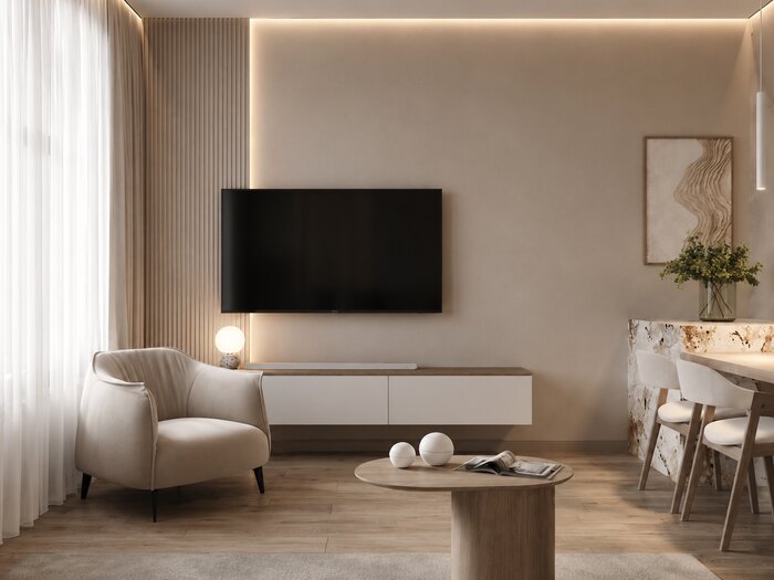 Лаконичная квартира в стиле джапанди в ЖК «Svetlana Park» - 80 м²