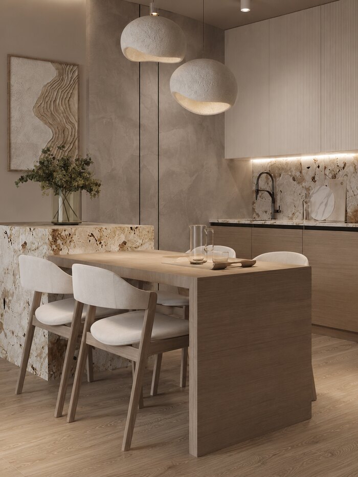Лаконичная квартира в стиле джапанди в ЖК «Svetlana Park» - 80 м²