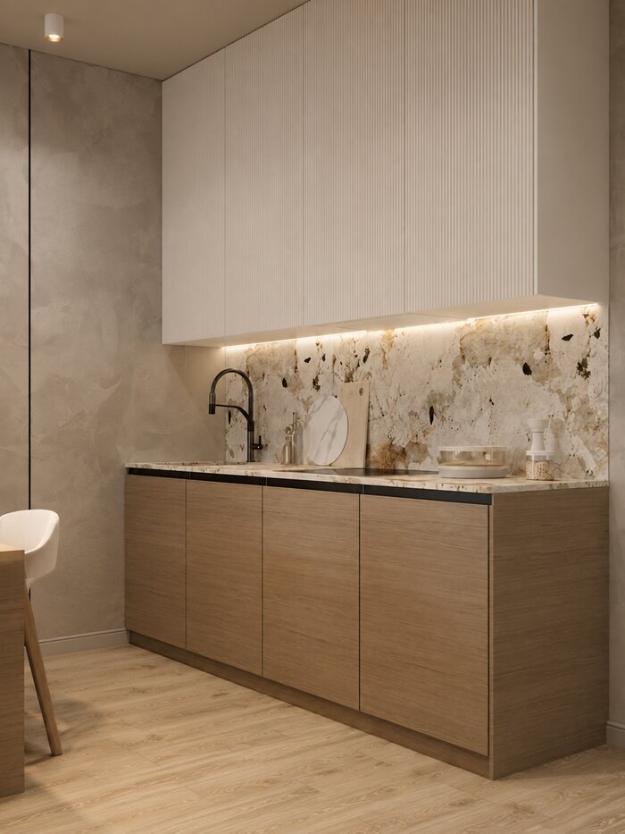 Лаконичная квартира в стиле джапанди в ЖК «Svetlana Park» - 80 м²