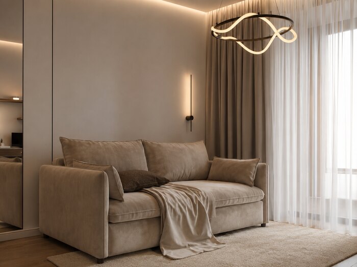 Лаконичная квартира в стиле джапанди в ЖК «Svetlana Park» - 80 м²