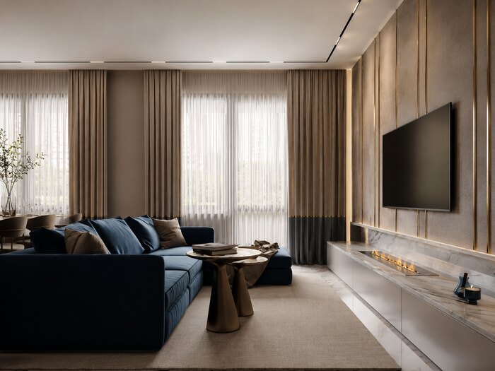 Современная классика с яркими акцентами в ЖК  Familia - 139 м²