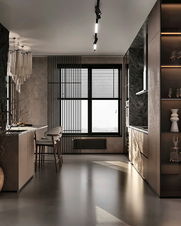 Брутальный интерьер с характером в ЖК «Grand View» - 87 м²