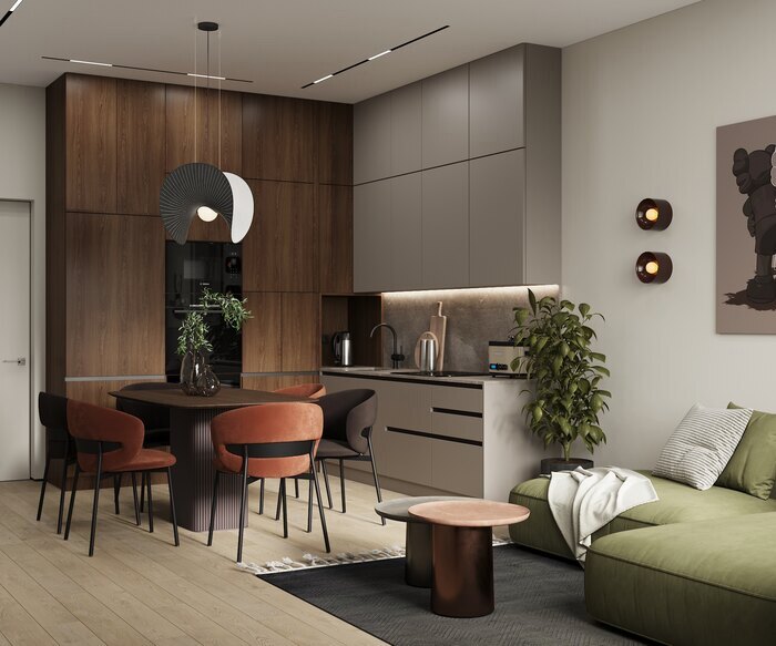 Яркий cовременный интерьер в  ЖК «Svetlana Park» - 80 м²