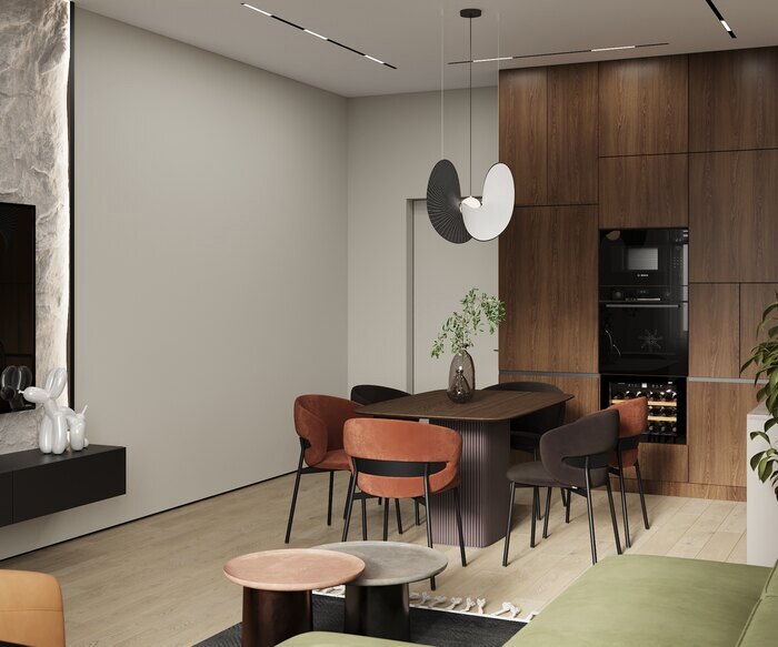 Яркий cовременный интерьер в  ЖК «Svetlana Park» - 80 м²