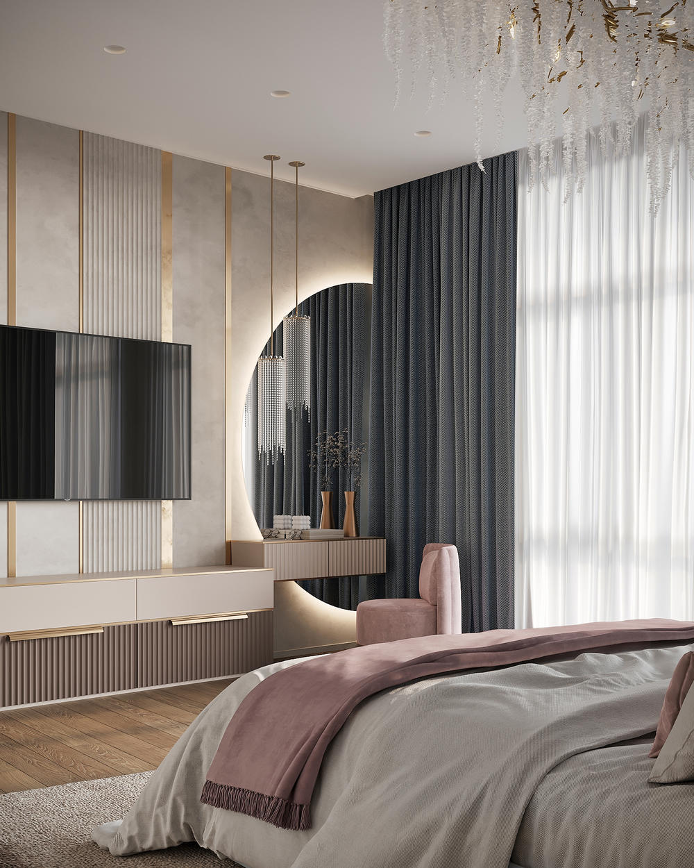 Смешанный стиль спального помещения - классика и элементы ар-деко