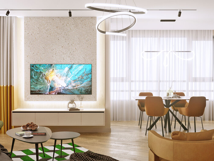 Современный дизайн квартиры с яркими акцентами ЖК «Victory Plaza» - 141 м²
