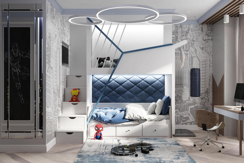 Продуманный и стильный интерьер детской комнаты