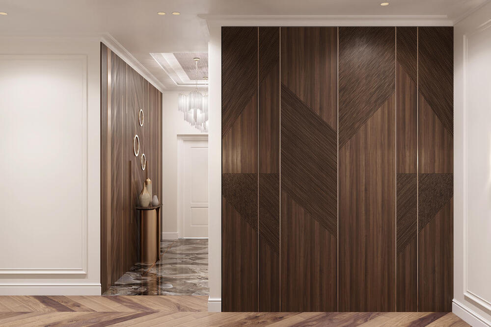 Дизайнерский скрытый гардероб в холле