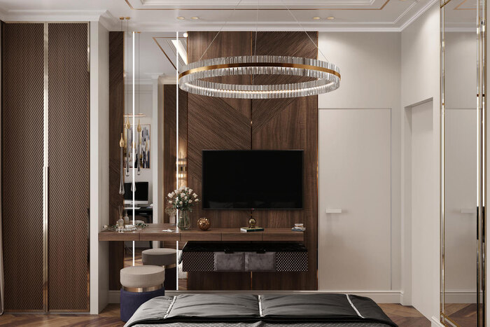 Мягкие оттенки в оформлении интерьера спальни