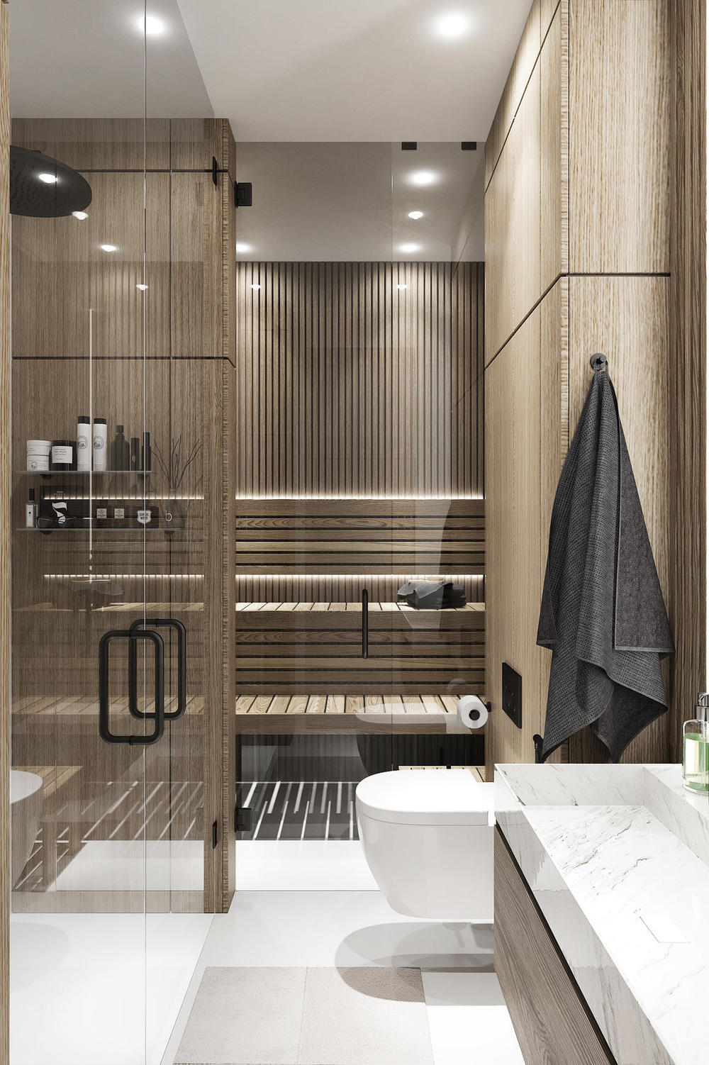 Дизайн сауны в ванной комнате