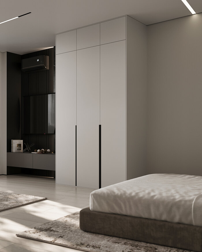 Современный интерьер с темными акцентами в ЖК 