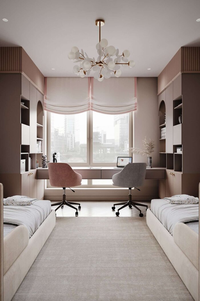 Светлые оттенки делают пространство лёгким и просторным