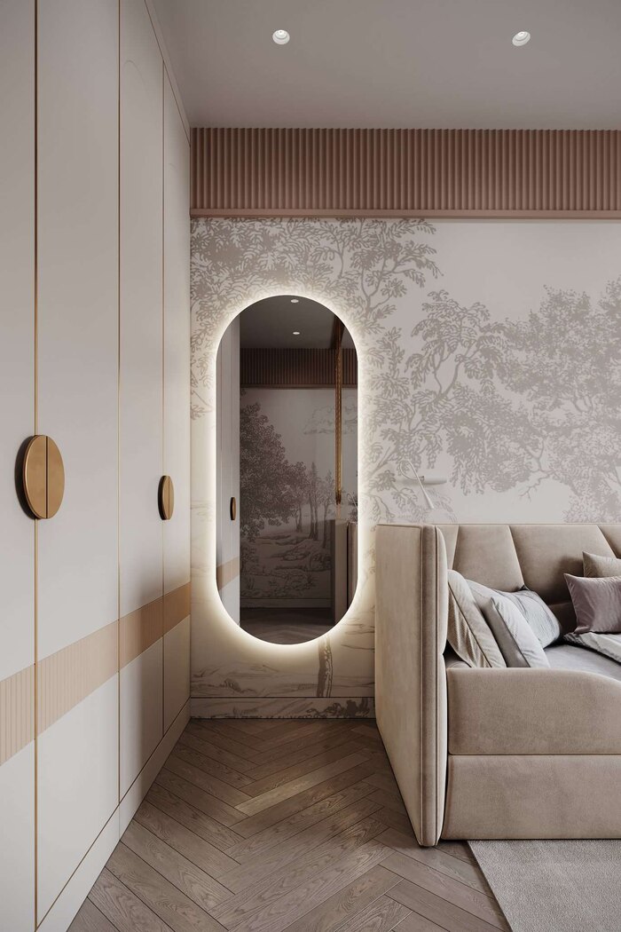 Зеркальные вставки визуально увеличивают пространство