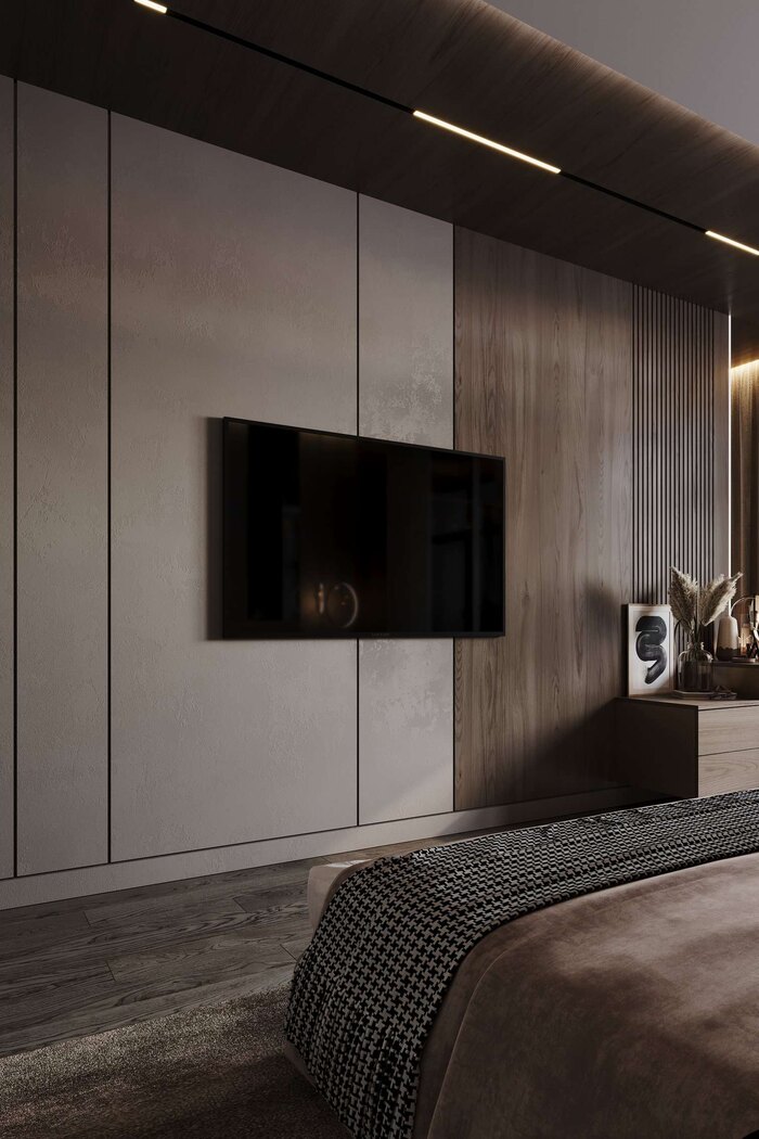 Игра на контрасте при отделке стен деревянными панелями, изящное решение