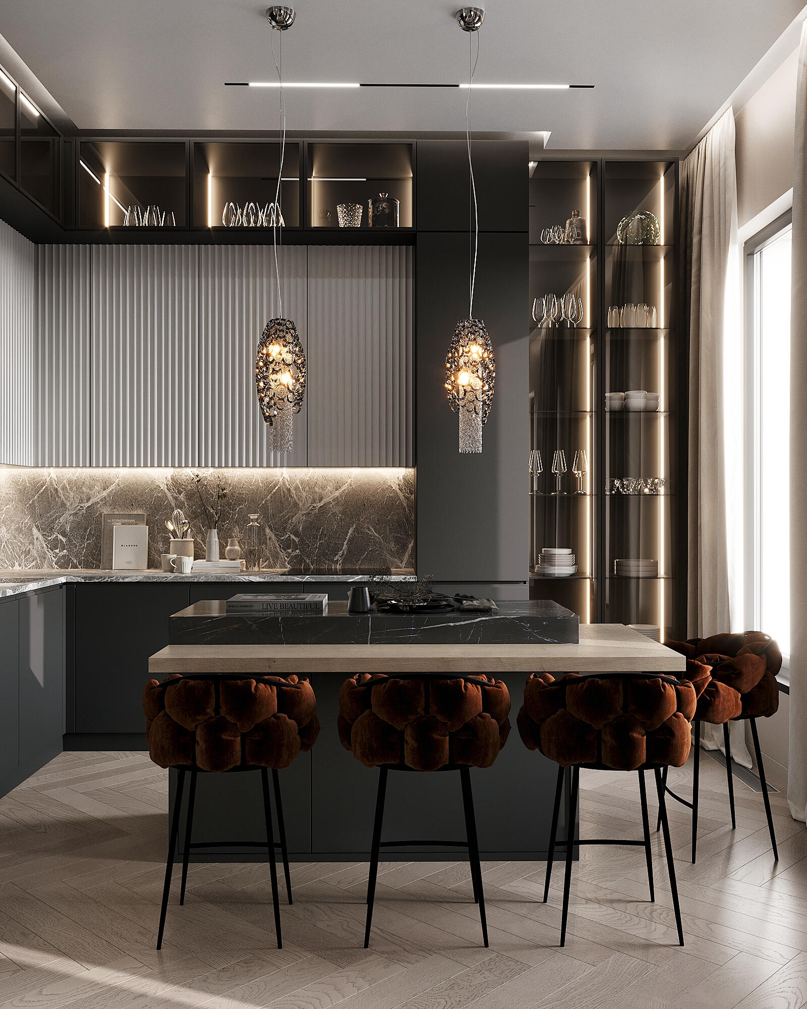 Дизайн-проект квартиры в ЖК «ONYX Deluxe (ОНИКС Делюкс)» в Москве: выразительный интерьер с элементами неоклассики