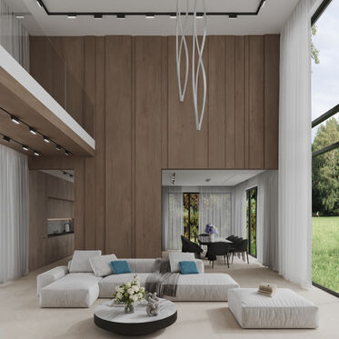 Дизайн интерьера частного дома в Петергофе в стиле минимализм и хай-тек - 463 м²