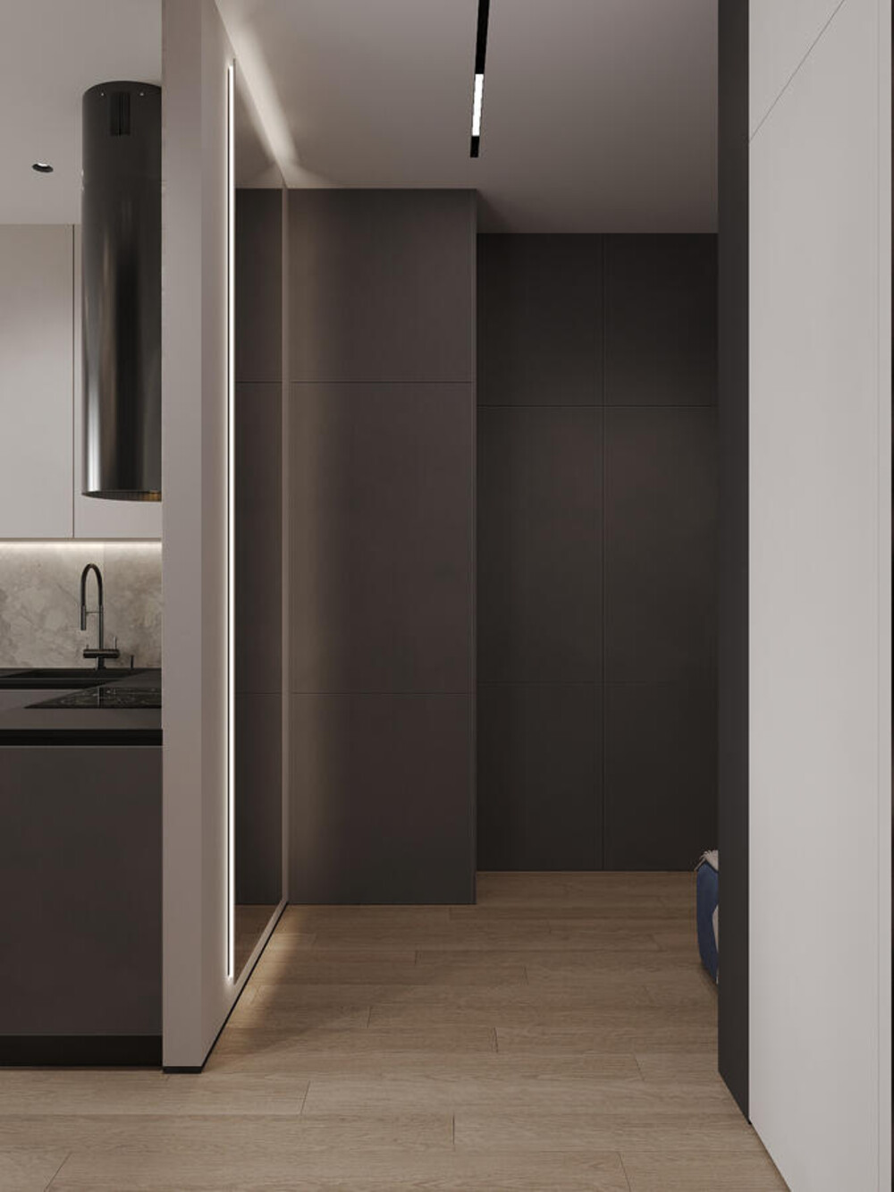 Дизайн-проект квартиры в ЖК «Мадонна Бенуа» в Санкт-Петербурге в серых оттенках